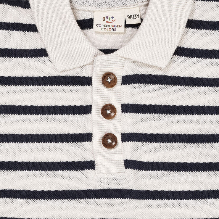 Copenhagen Colors STRIPED PIQUE POLO W. LS Navy/cream strip