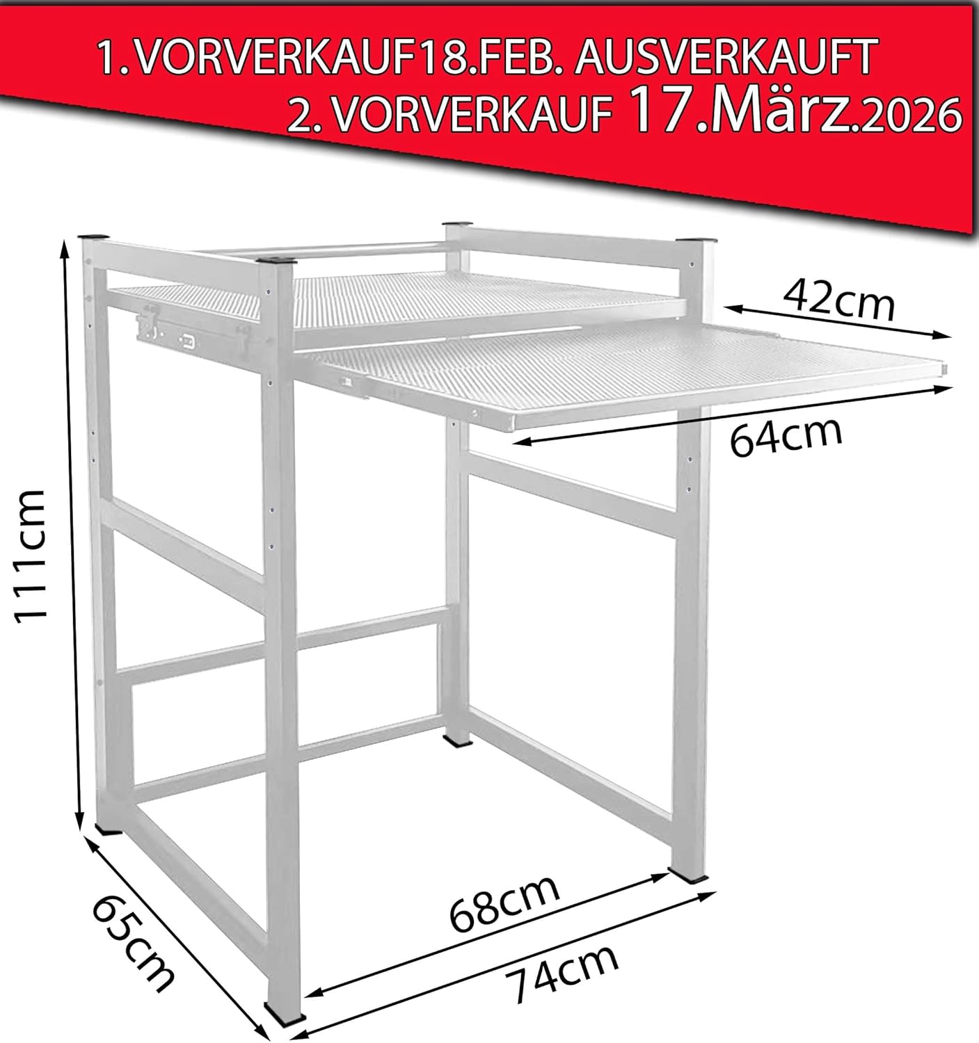 QUICK STAR Waschmaschinenregal 74x65x111cm mit Auszug Weiss Standregal Trockner Aufbewahrungsorganisator Badezimmer