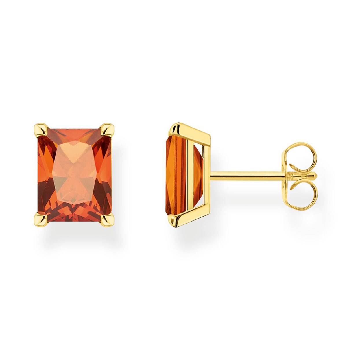 Boucles d'oreilles Thomas Sabo argent doré oxydeorange rectangulaire