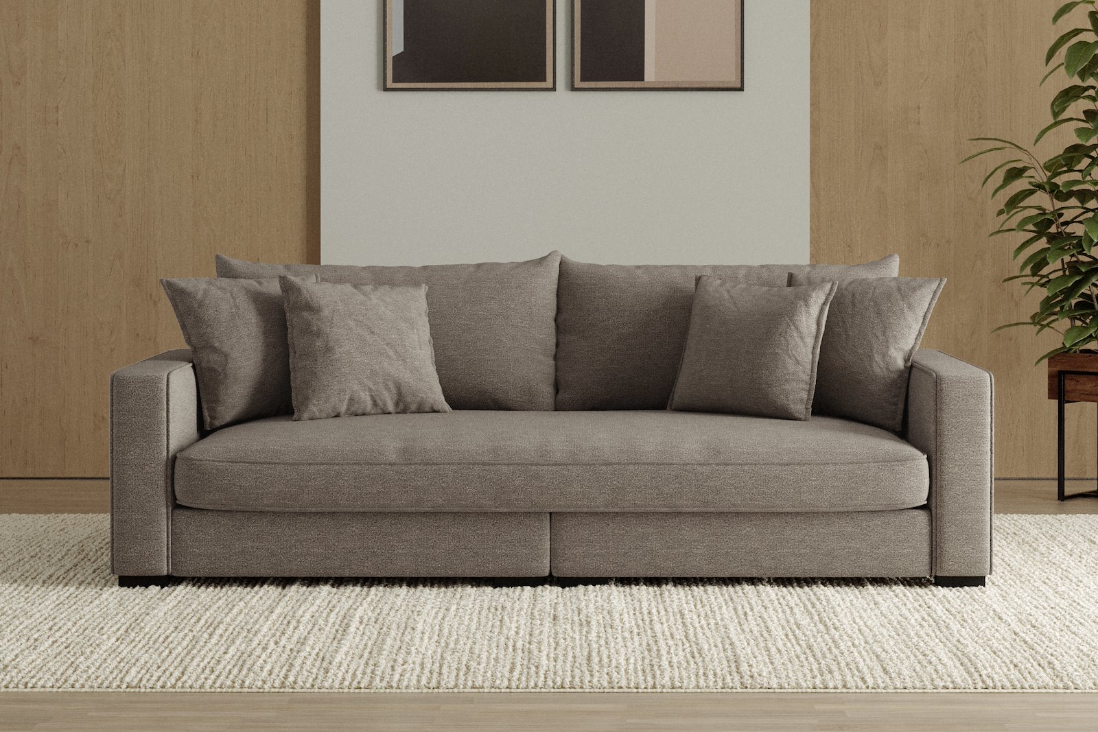 Rossi 3-seter sofa (1 setepute) Tekstil Beatto 1023 Grønn Grå, arm B med sorte ben. Std. Komfort.
