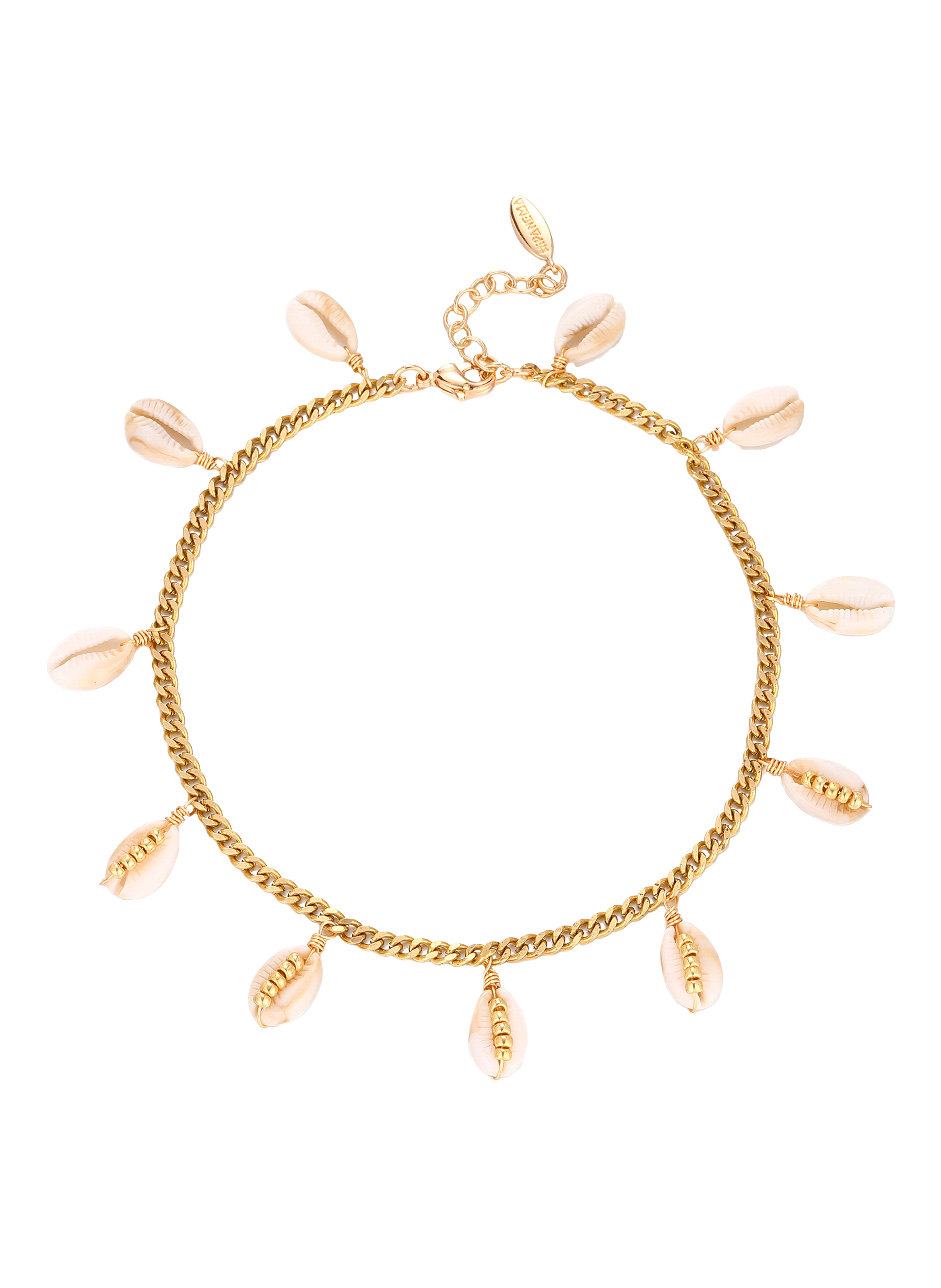 SHALOW - Bracelet de cheville pampilles et coquillages en laiton | Doré