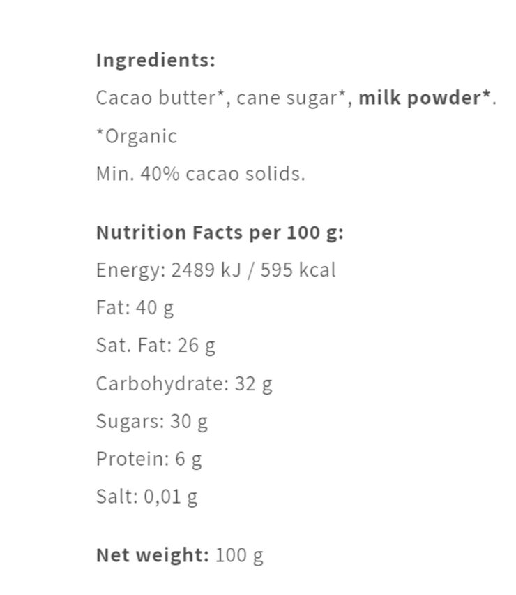 Friis-Holm White Organic 40% 100 g økologisk