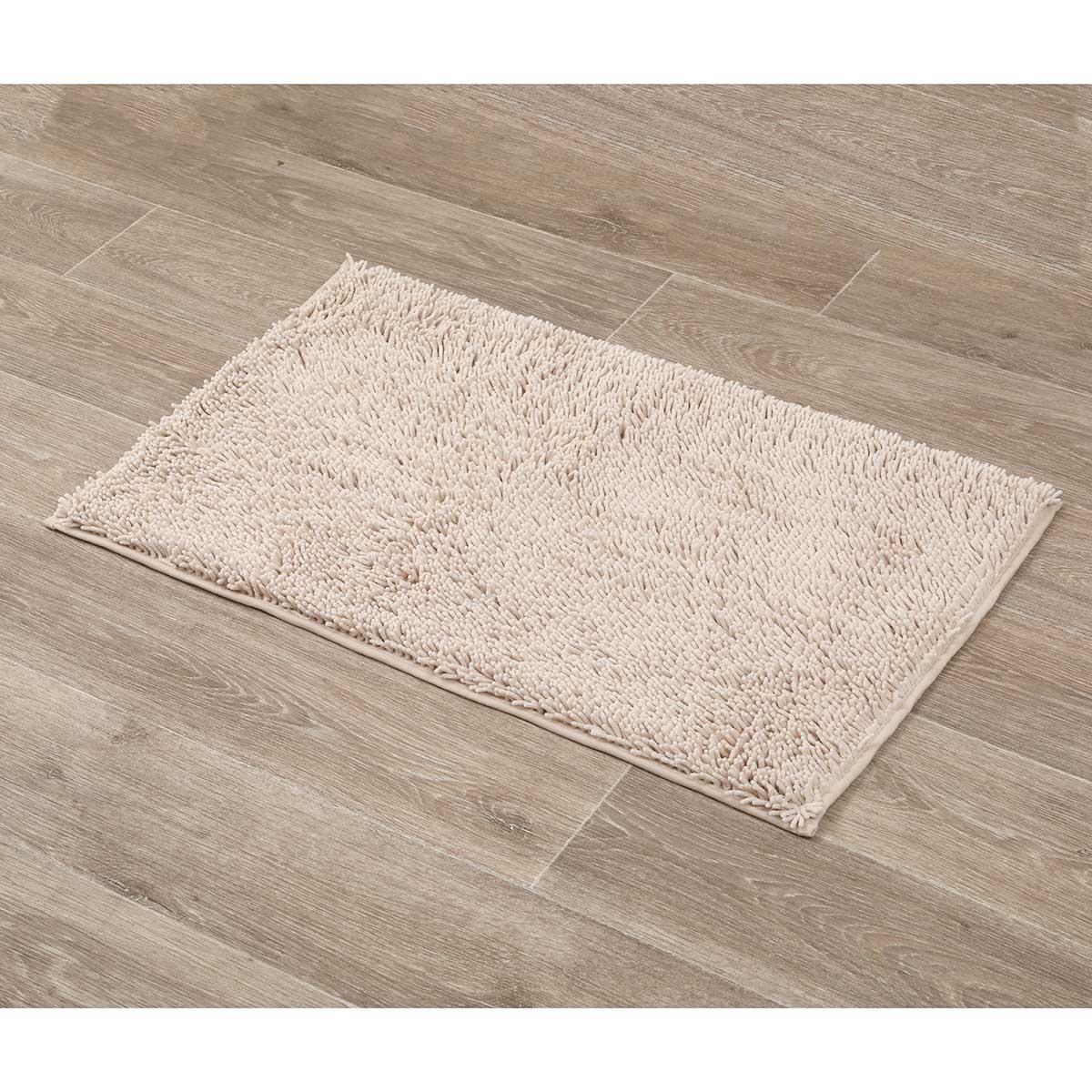 TAPIS MICROFIBRE PETITE CHENILLE 50X80CM NATUREL