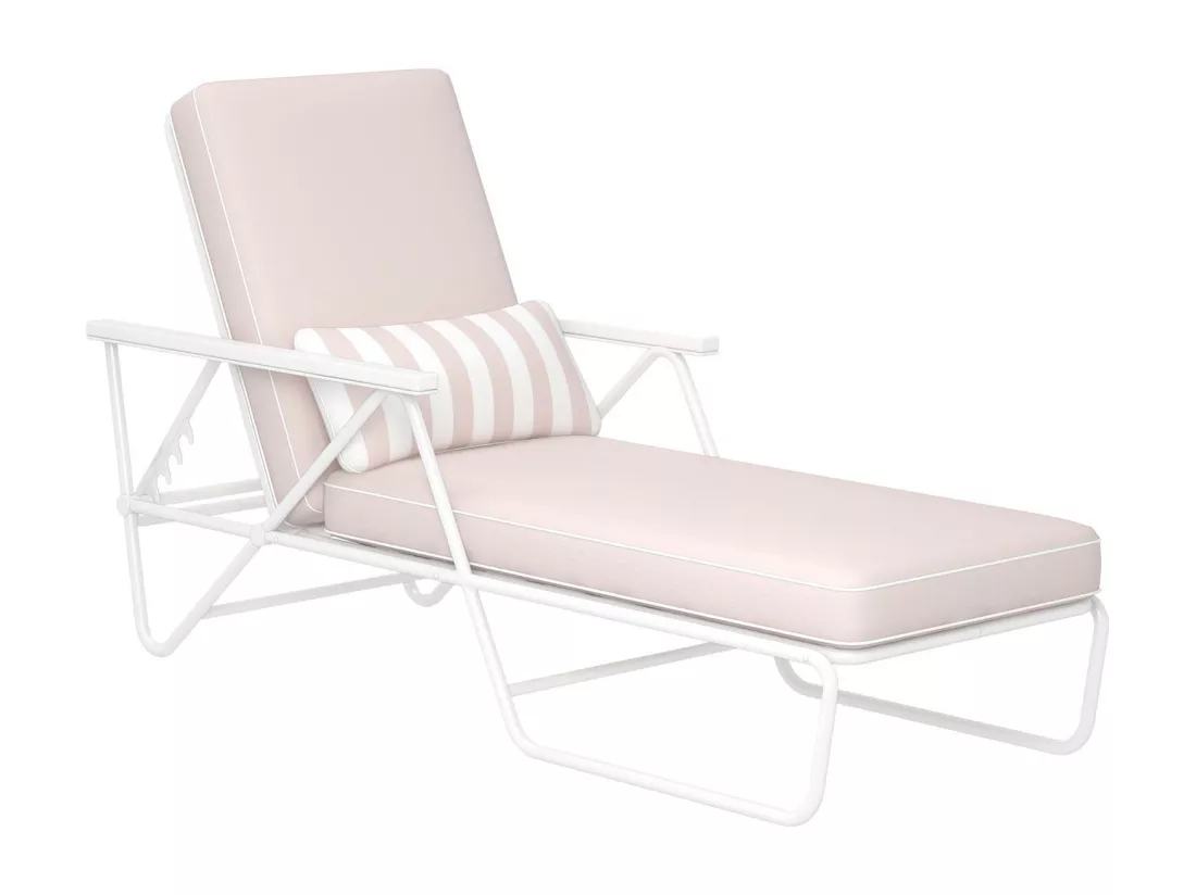Connie | Chaise longue d'extérieur en oléfine eau de rose et structure en acier