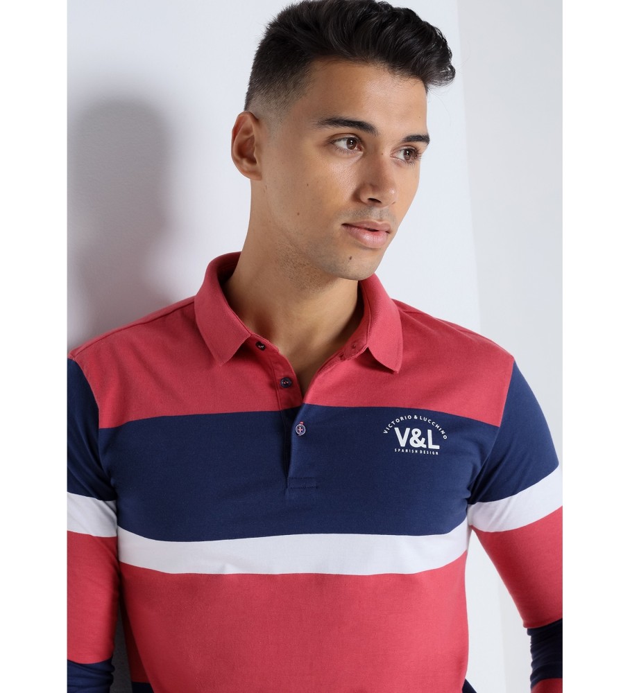 Camisa polo listrada de jacquard de manga comprida Victorio & Lucchino, V&L