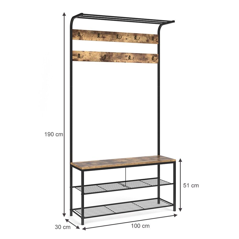 VICCO Garderobenständer FYRK Garderobe Schuhregal Kleiderständer mit Sitzbank