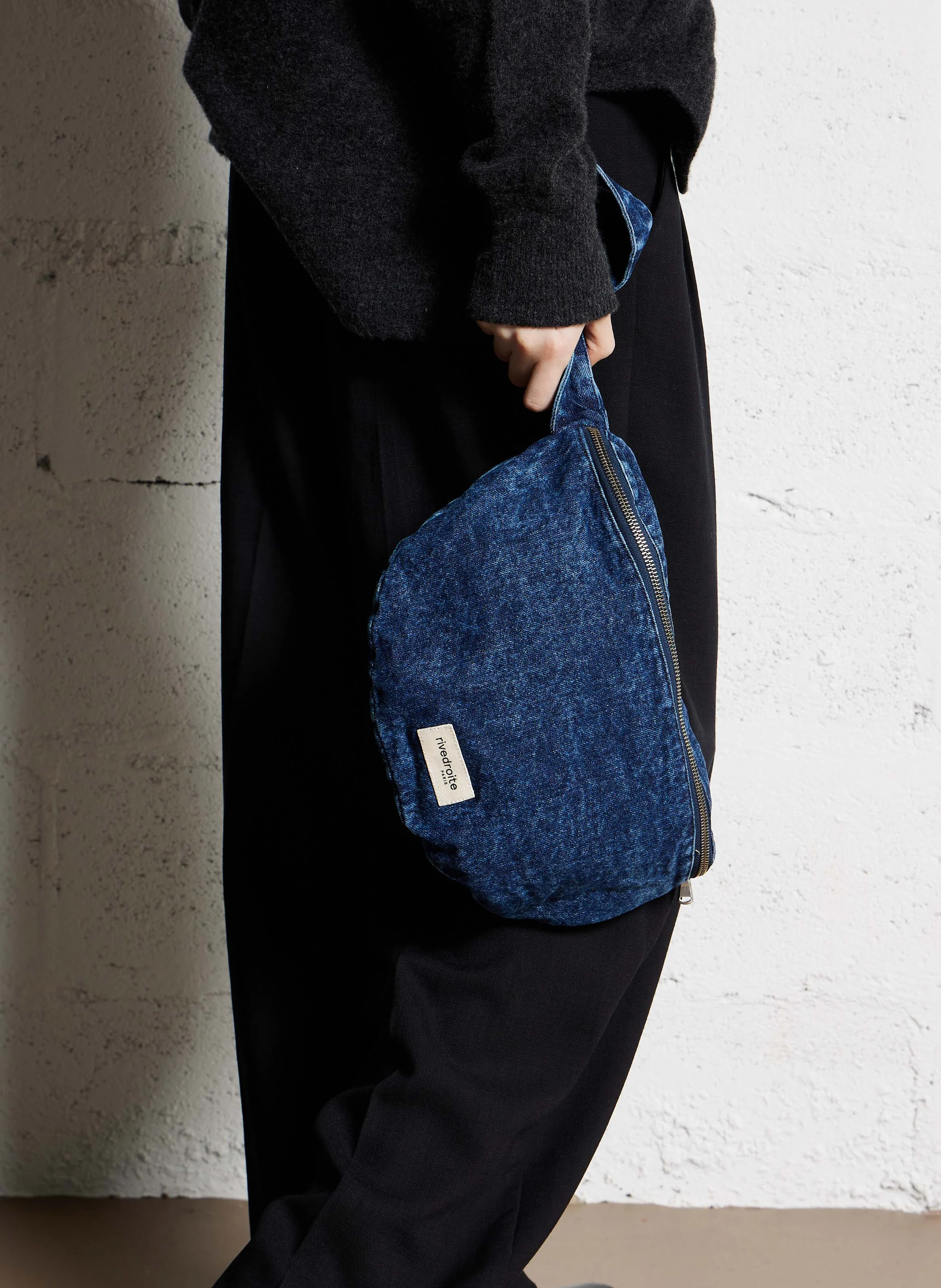 CUSTINE XL - Sac banane en coton recyclé imprimé | Bleu