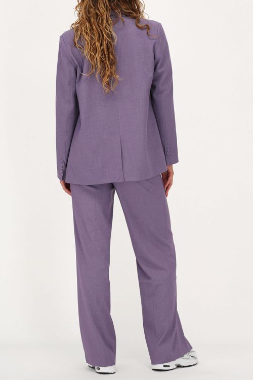 Paarse pantalon met blinde knoop