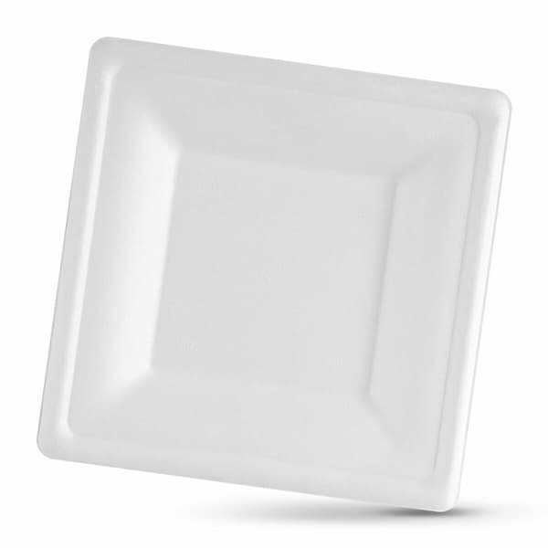 Platesett Algon Engangsbruk Hvit Sukkerrør Kvadrat 26 cm (8 enheter)