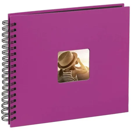 Hama Fotoalbum pink, 50 schwarze Seiten, 25 Blatt, mit Ausschnitt für Bildeinschub