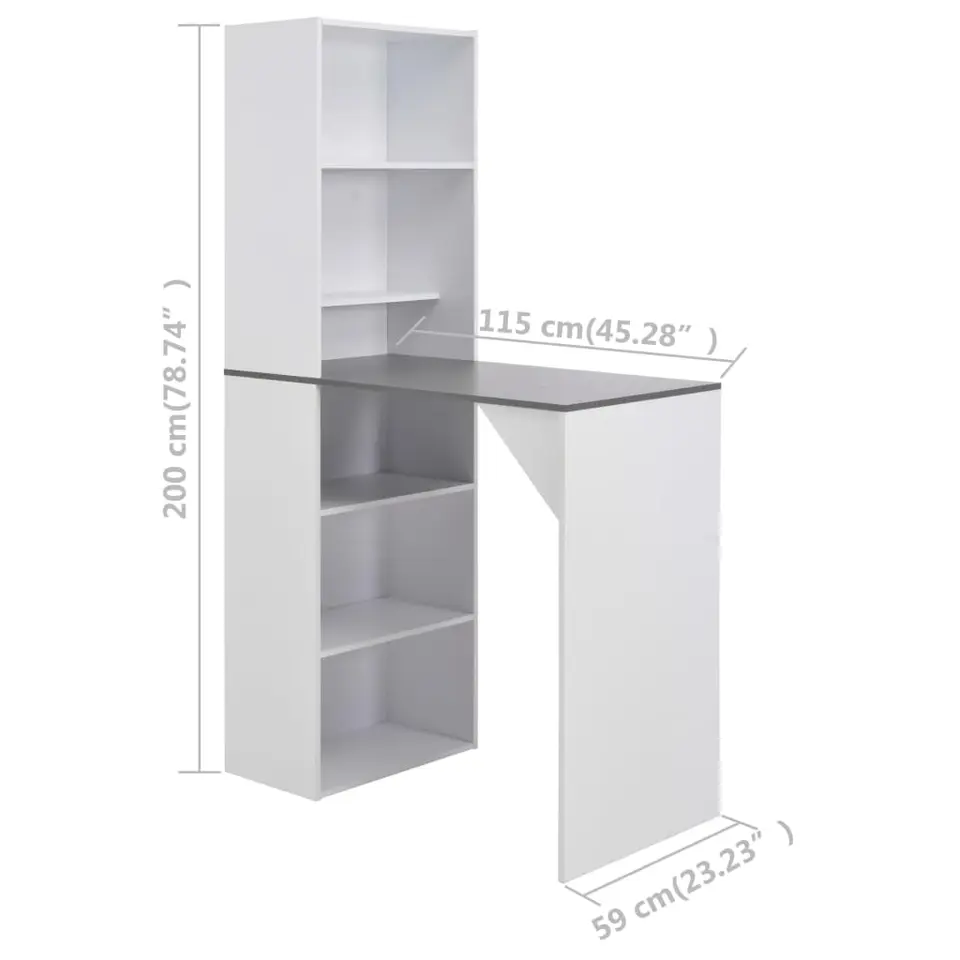 vidaXL - Bartafel - Wit - Bewerkt hout