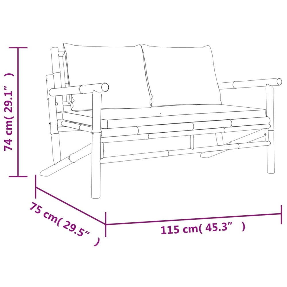 Salon de jardin meuble d'extérieur ensemble de mobilier 5 pièces avec coussins gris foncé bambou