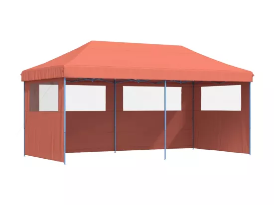 Tente de réception pliable escamotable avec 3 parois latérales