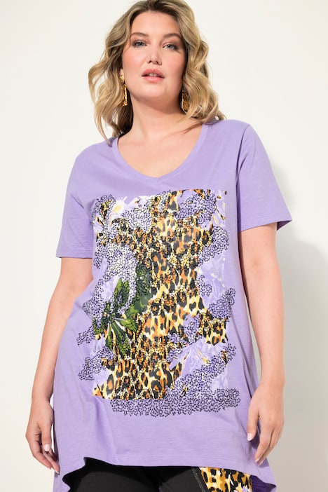 T-Shirt, A-Linie, Leo-Motiv, Halbarm