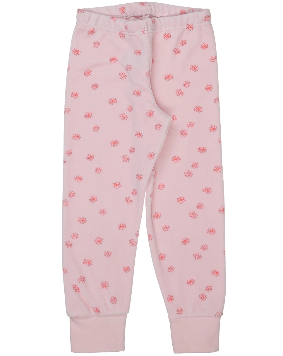 Nicki-Schlafanzug lang BLÜMCHEN in rosa