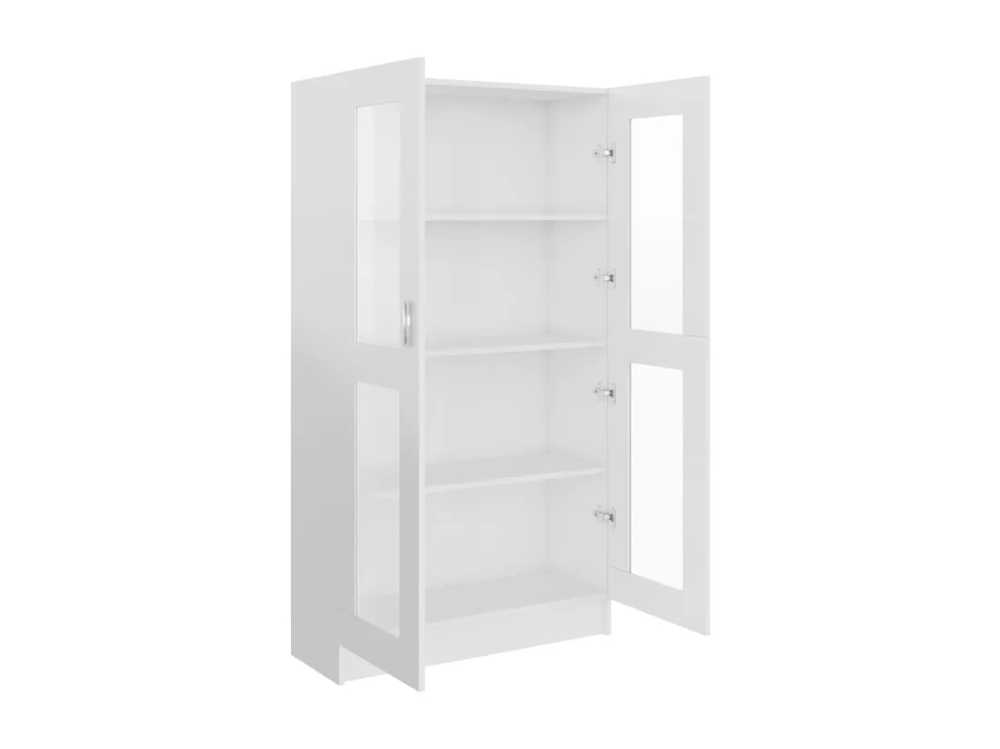 Armoire vitrine Blanc brillant 82,5x30,5x150 cm Bois ingénierie