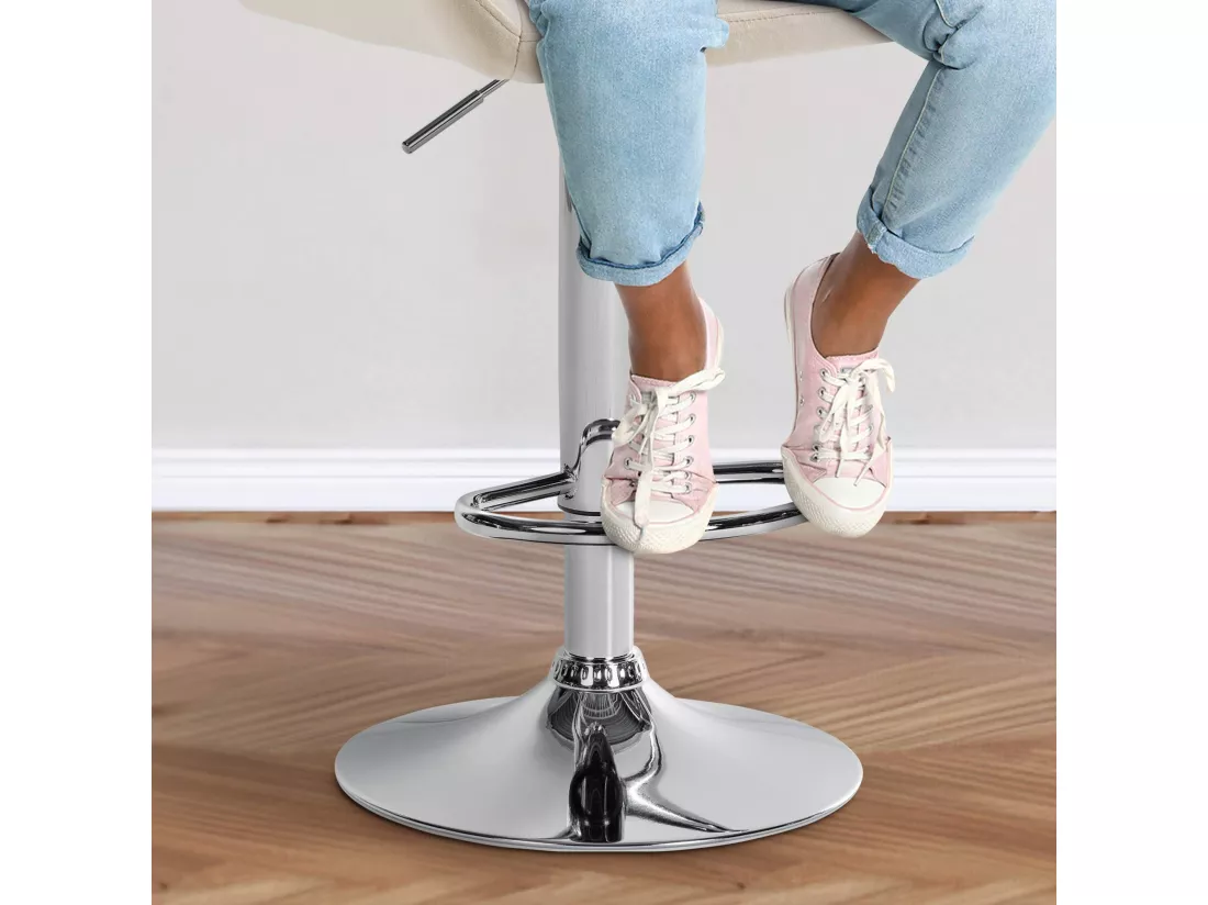 Lot de 2 Tabouret de bar - Velours - Crème - Braga