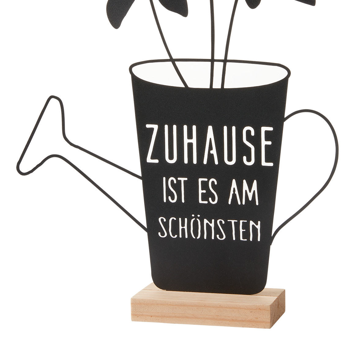My Home Deko-Aufsteller Gießkanne mit Schriftzug schwarz / natur