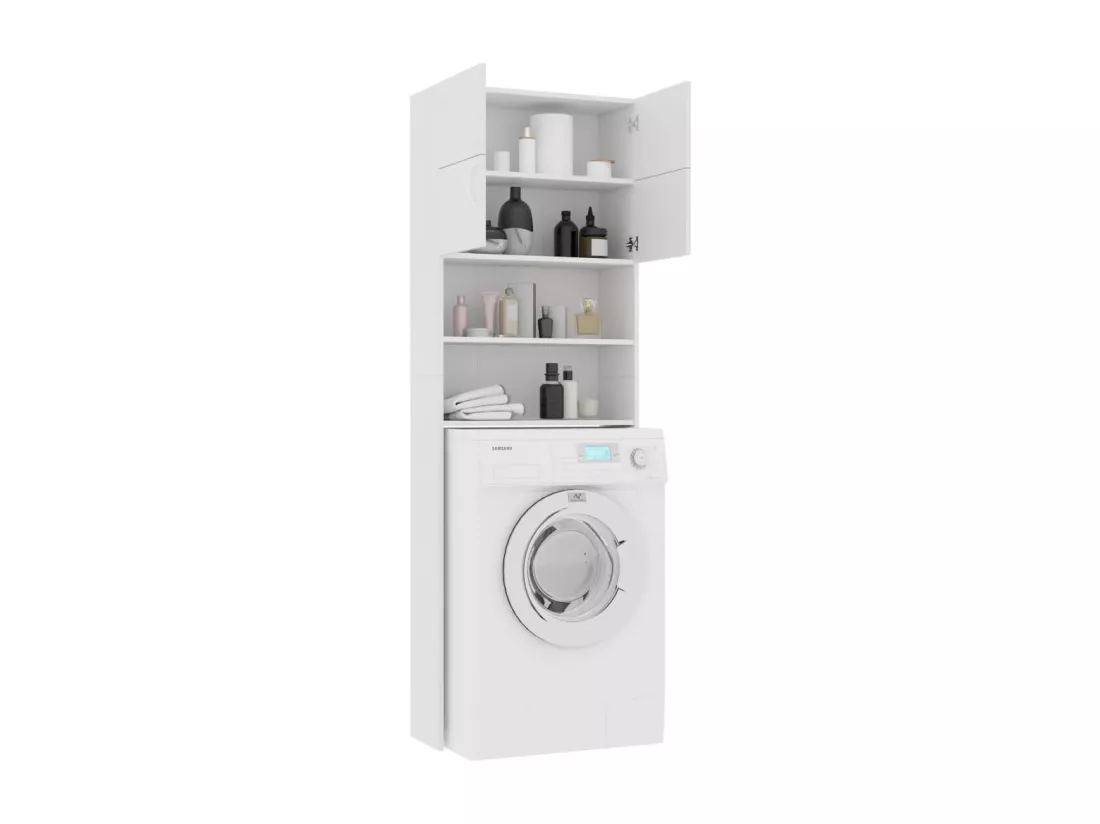 Meuble de machine à laver Blanc 64x25,5x190cm Bois d'ingénierie