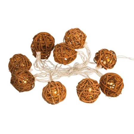 Idena LED Deko-Lichterkette braune Rattanbälle, 10 LED
