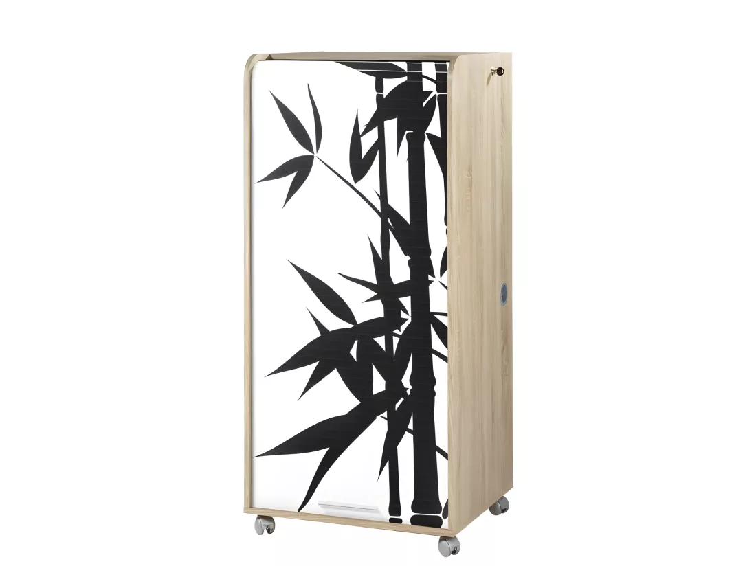 Armoire Informatique Mobile Chêne 2 Tiroirs 5 Niches L 65.2 H 139.9 P 53.1 cm - Coloris: Bambous 912