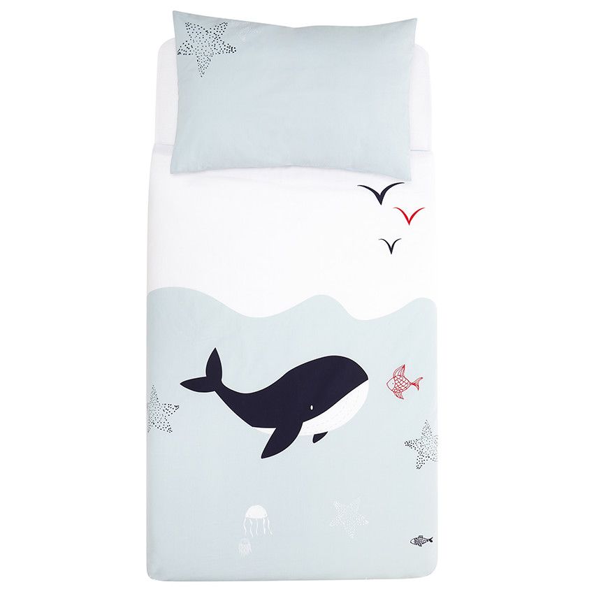 Parure de lit avec housse de couette et taie d'oreiller Pretty sea - Bleu