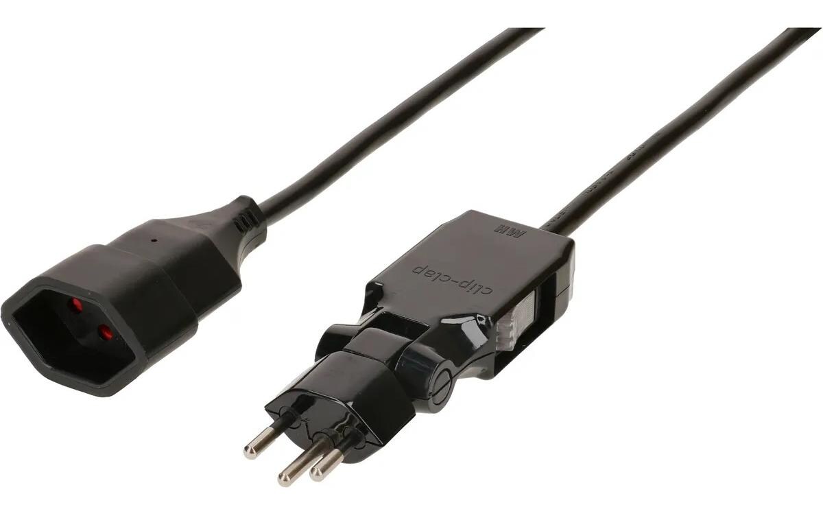 Verlängerungskabel 5 m T13 - T12 Clip-Clap, SchwarzTD-Verlängerungskabel 5 m Schwarz, 3 x 1 mm2, T12 - T13