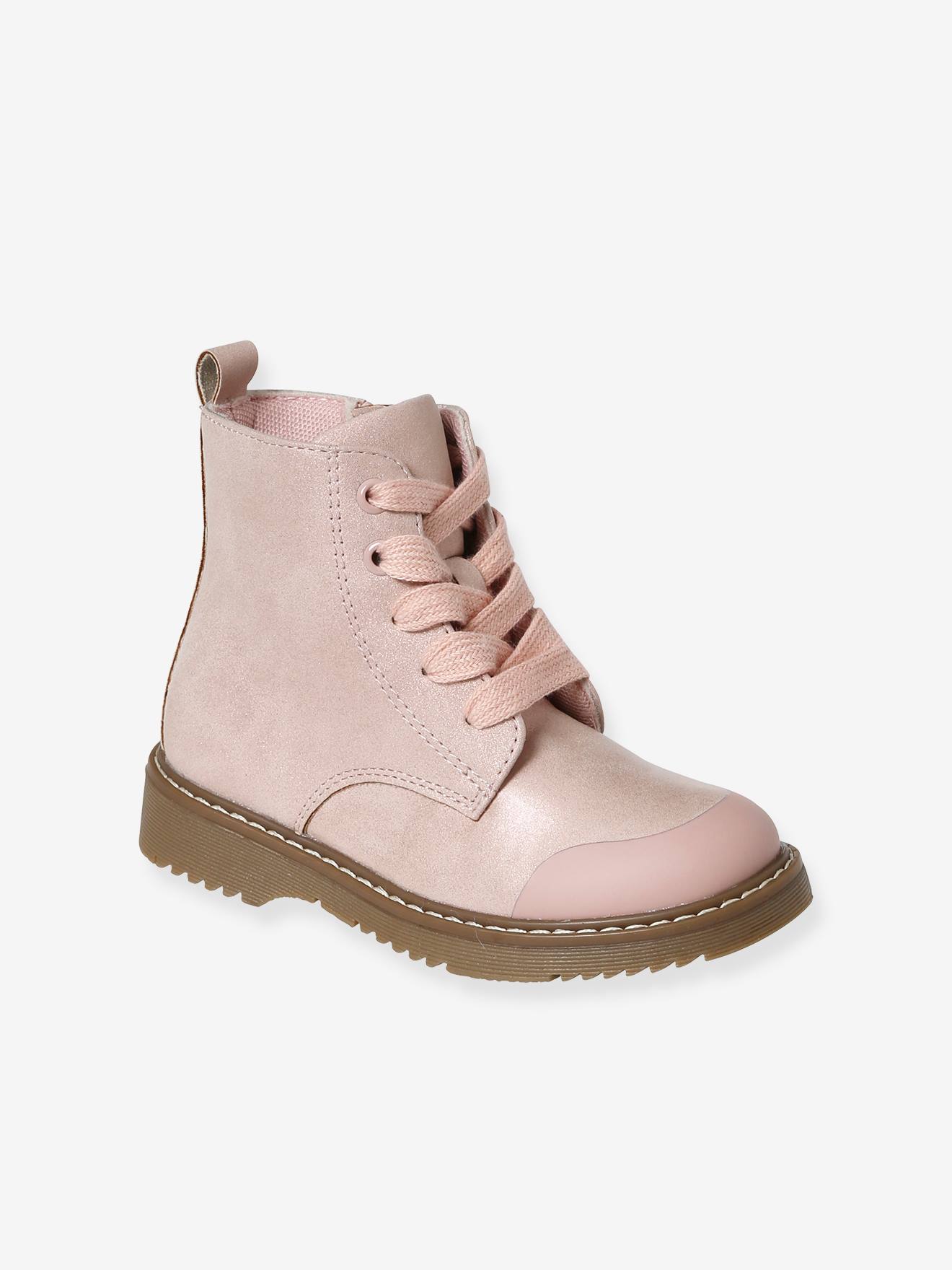 Botas com cadarço e zíper para meninas