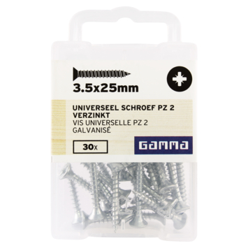 GAMMA schroef universeel platkop verzinkt 3.5x25 mm 30 stuks