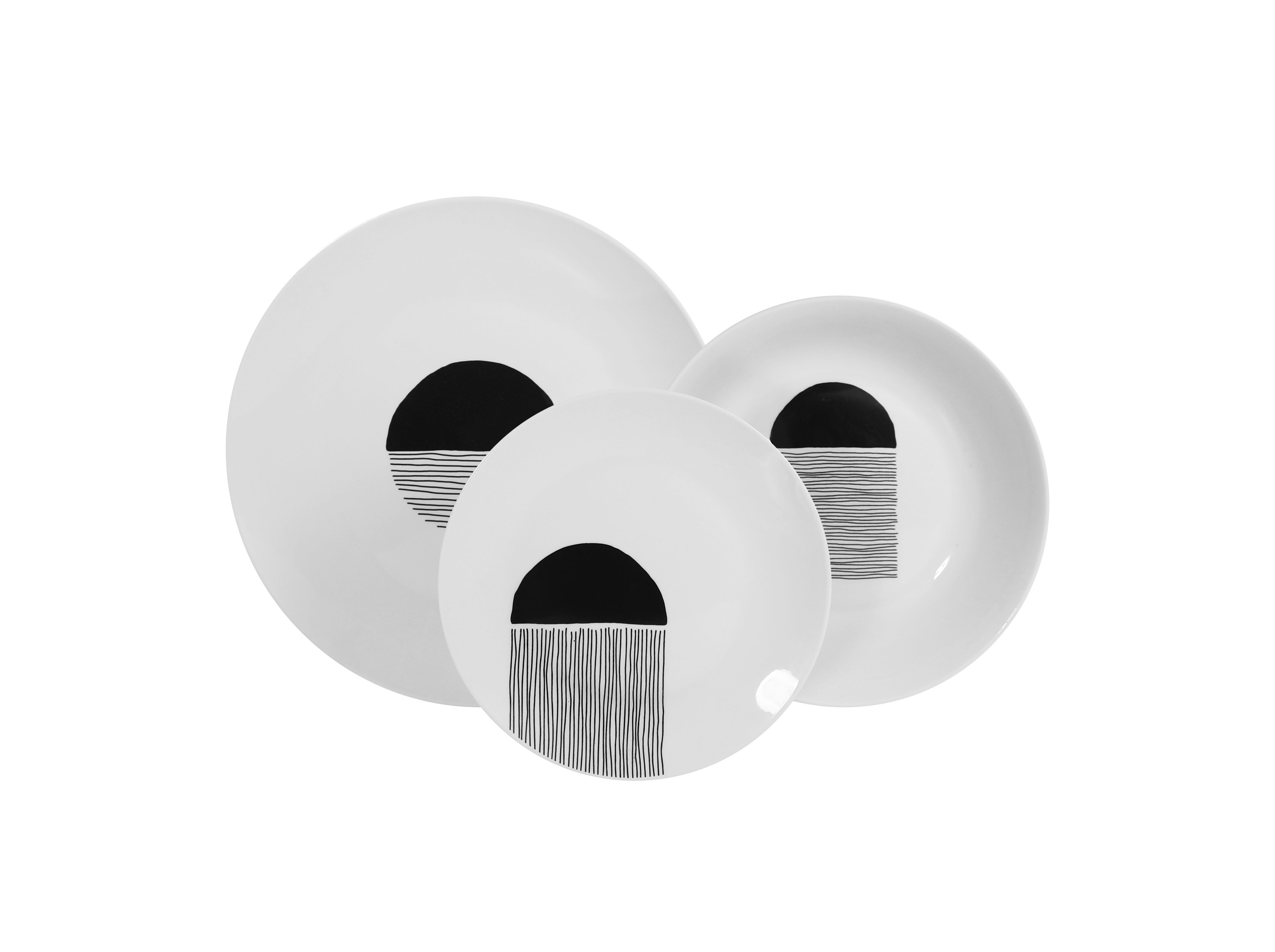 SERVIÇO 18 PEÇAS PORCELANA ACTUEL BRANCO / PRETO 26.5CM