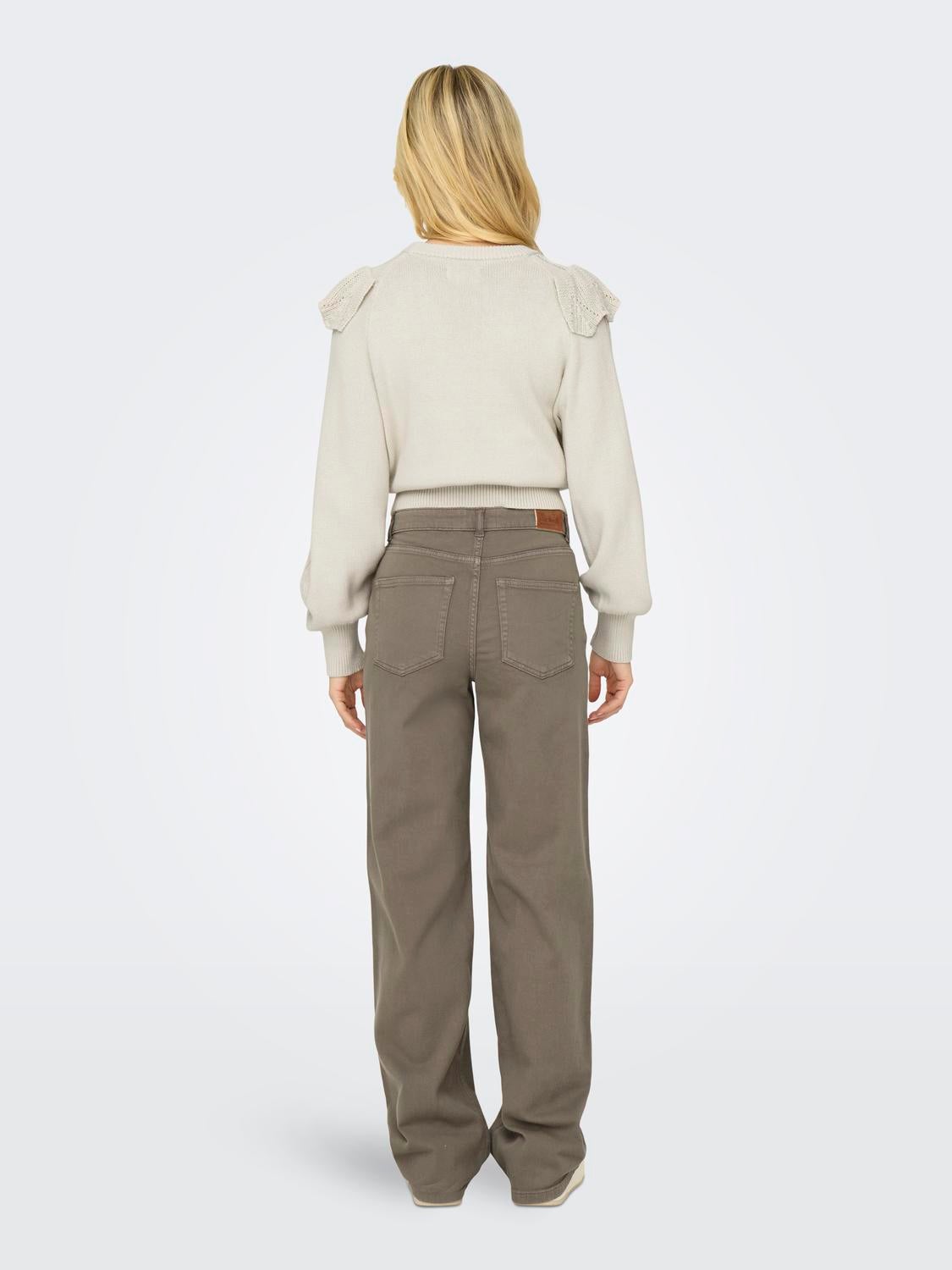ONLJUICY-COMSTRETCH Hohe Taille Weiter Beinschnitt Hose mit weitem Beinschnitt Walnut