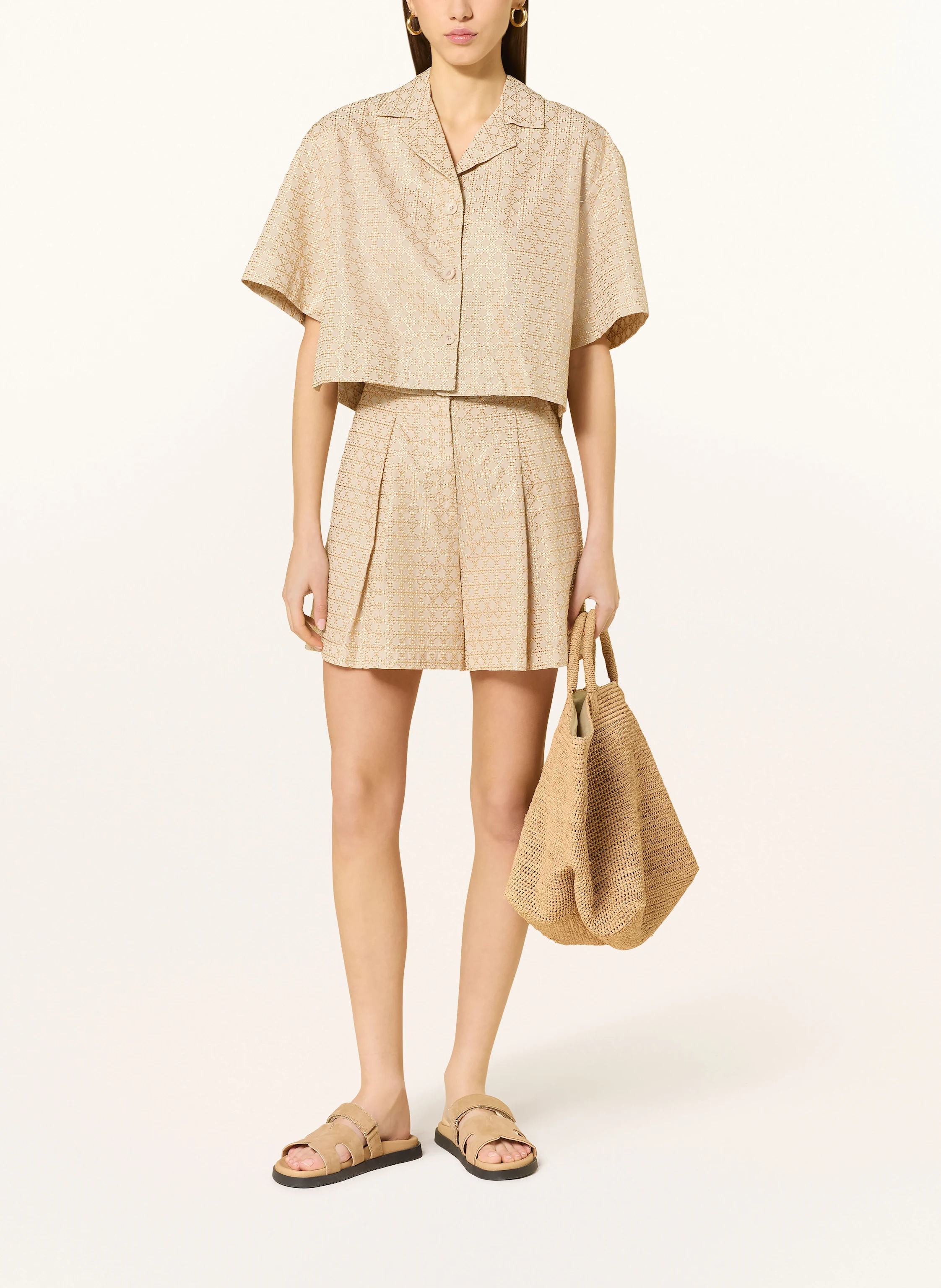 Greek Archaic Kori Cropped-Bluse CROSS mit Glitzergarn