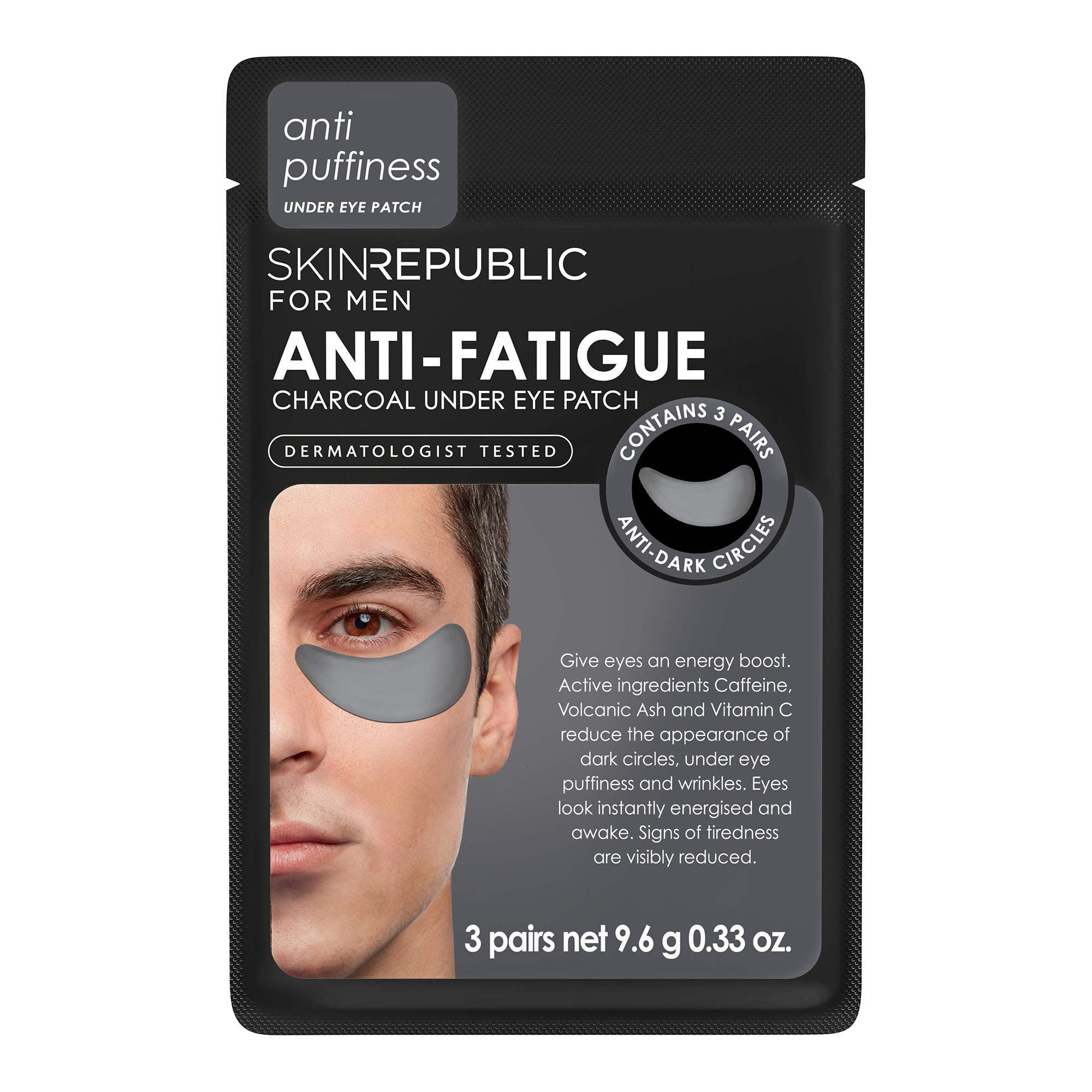 SKIN REPUBLIC Men's Anti-Fatigue Charcoal Under Eye Patch Eye Pat 3 Paar