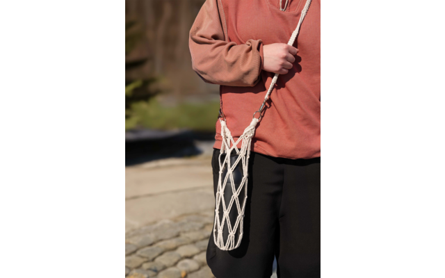 Camplife Makramee Flaschenhalter mit Karabiner für 1 Liter Flaschen