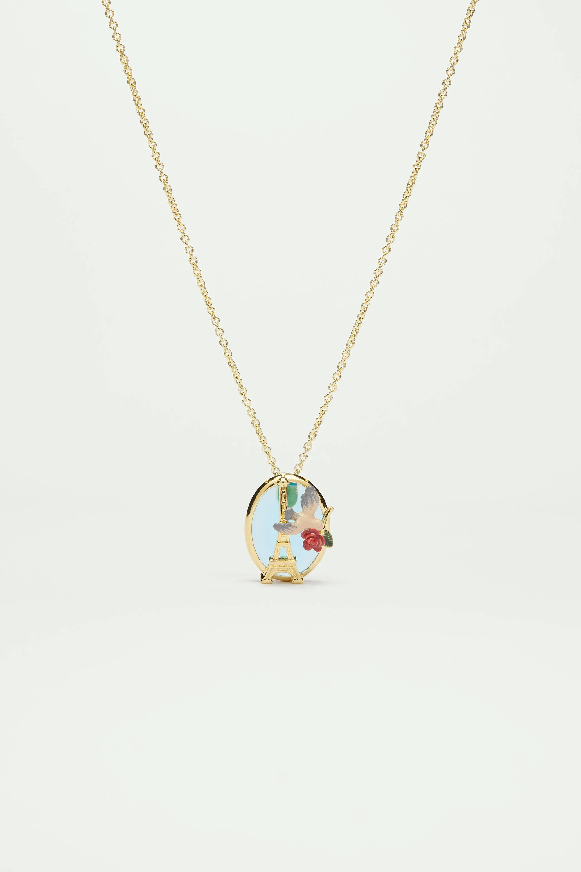 Collier pendentif tour eiffel, moineau et | Multicolore
