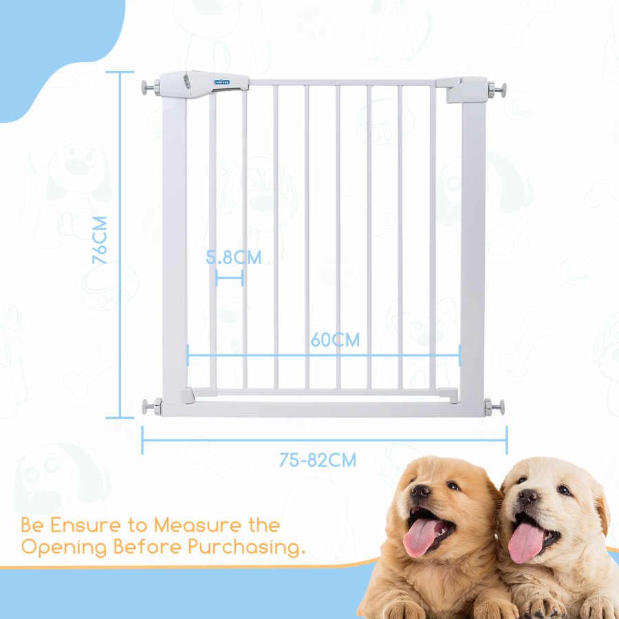 Portão de segurança infantil Nobleza com sistema de fechamento automático, sem necessidade de furação, barreira de pressão para bebês e cães em escadas e portas, abertura de 75 a 82 cm, branco.