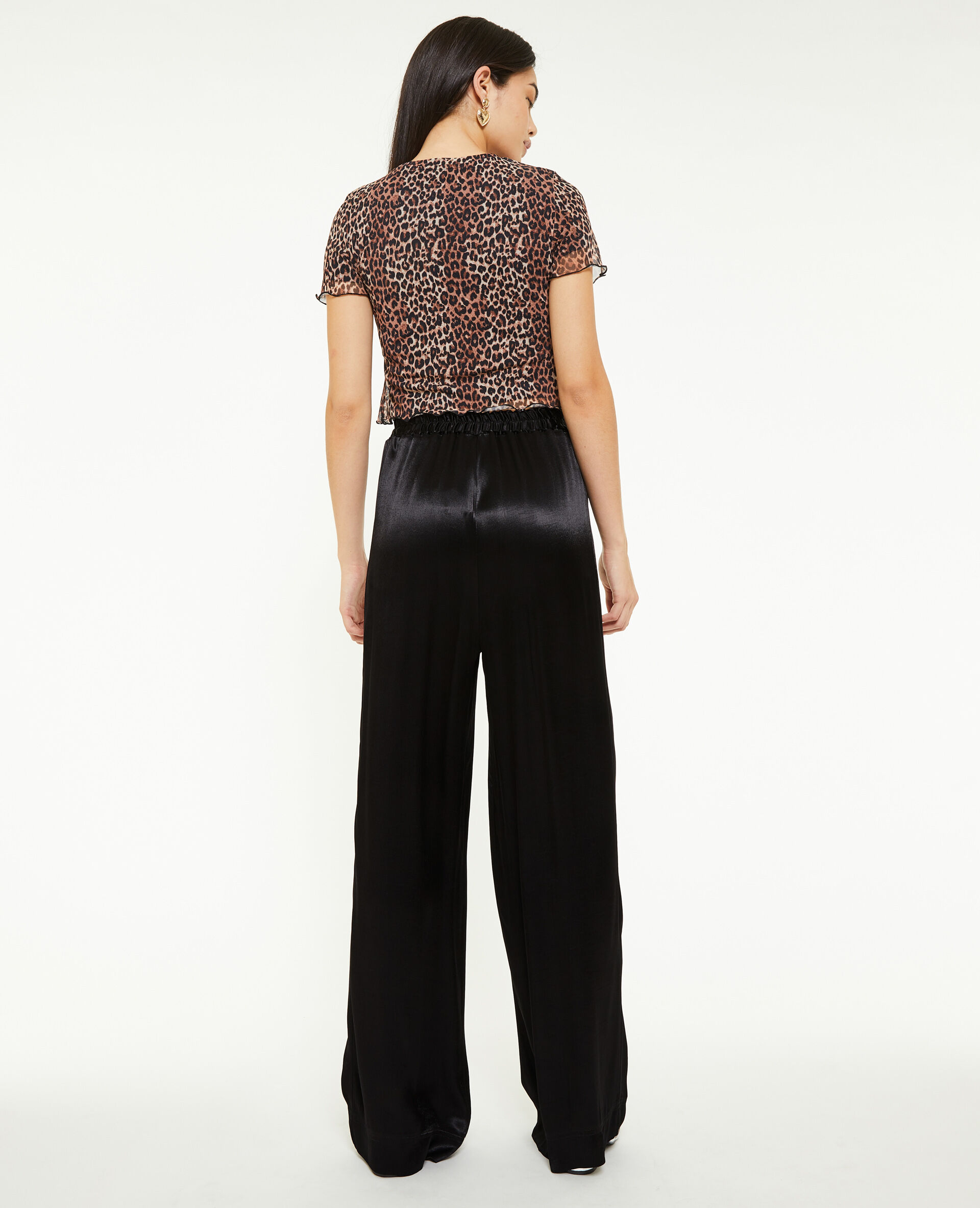 Pantalon large en satin - Noir