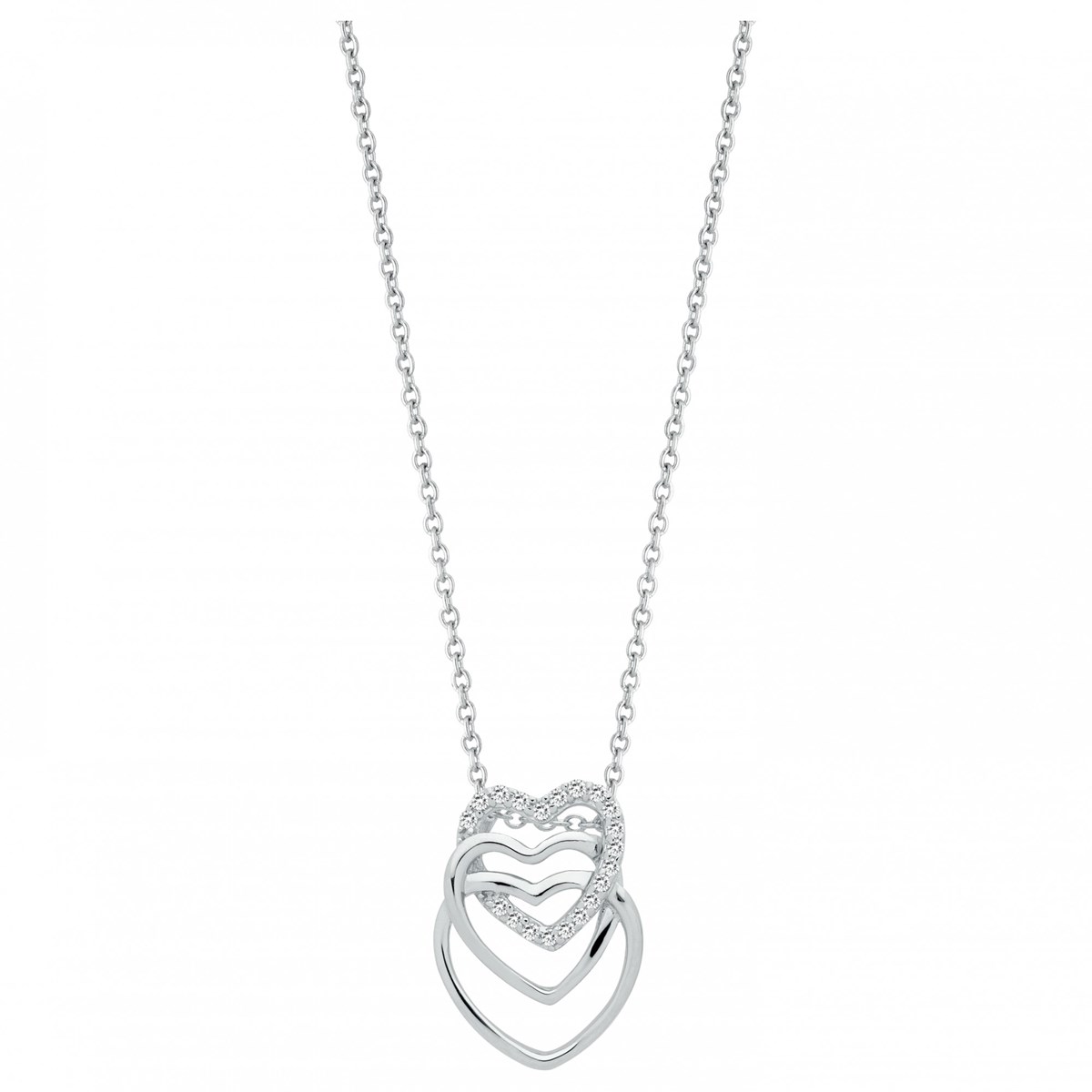 Collier mono-motif en Argent avec oxyde de zirconium blanc