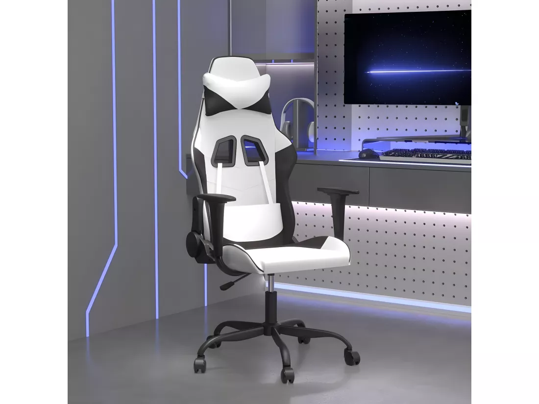Chaise de jeu de massage Blanc et noir Similicuir