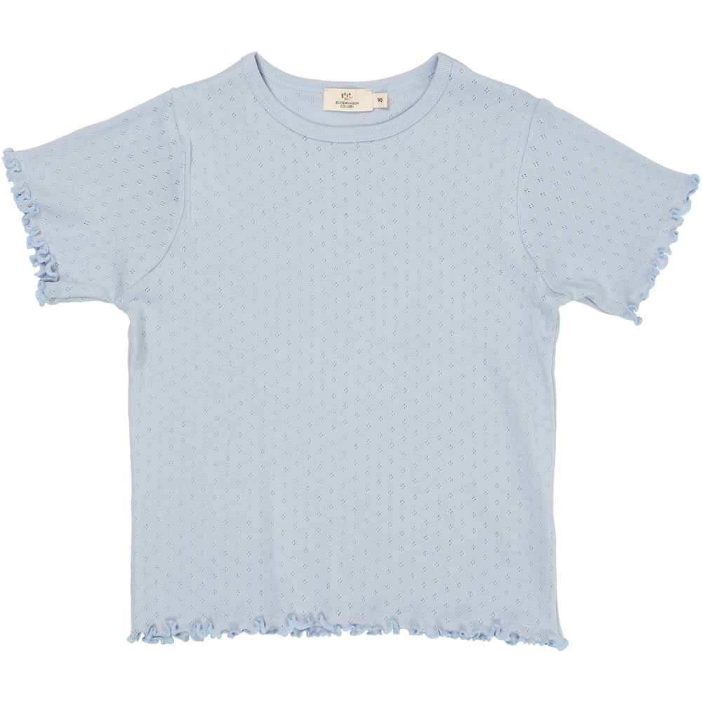 Køb COPENHAGEN COLORS Dusty Blue Summer Pointelle T-Shirt