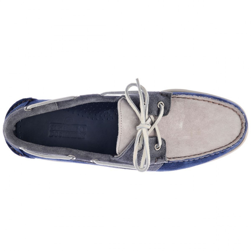 DOCKSIDES PORTLAND JIB Navy-DarkGrey-MidGrey-Chaussures bateau pour homme en suede marine et gris Portland