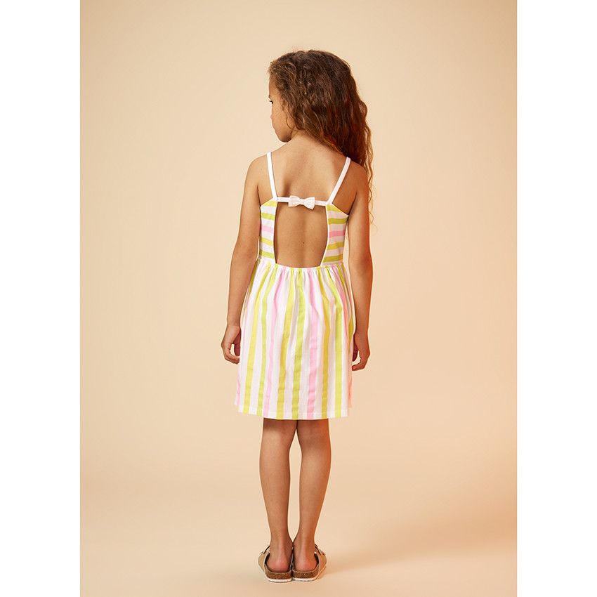 Robe en jersey à rayures pour fille - Blanc