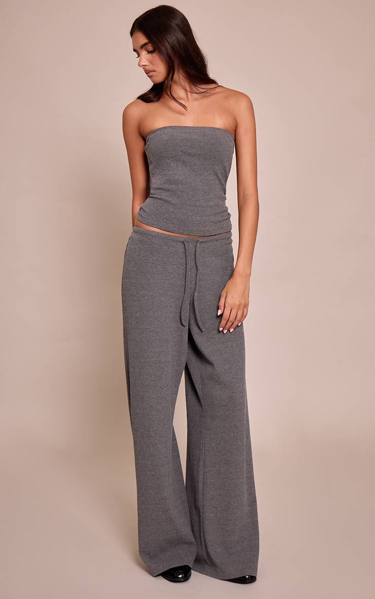 Gris Pantalon Large Slouchy À Cordon De Serrage