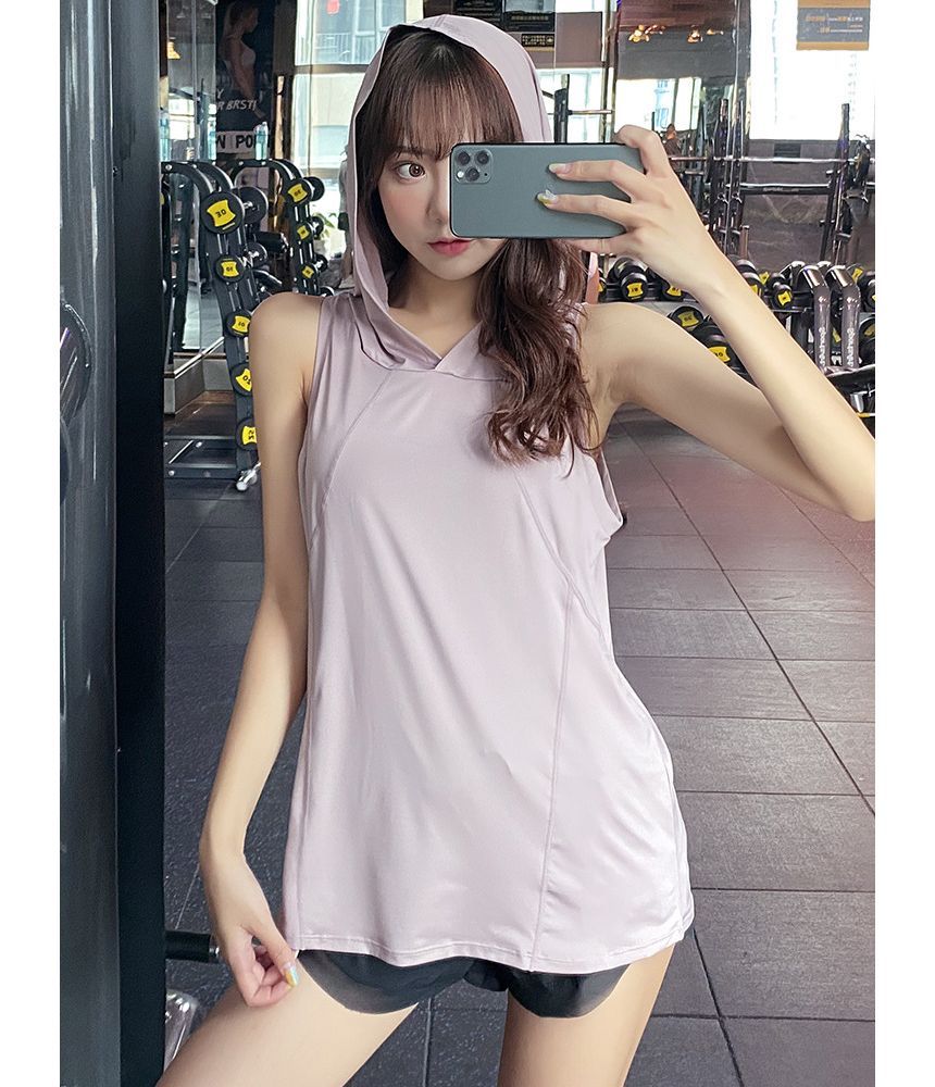 Sishan - Mouwloos sporttopje met capuchon