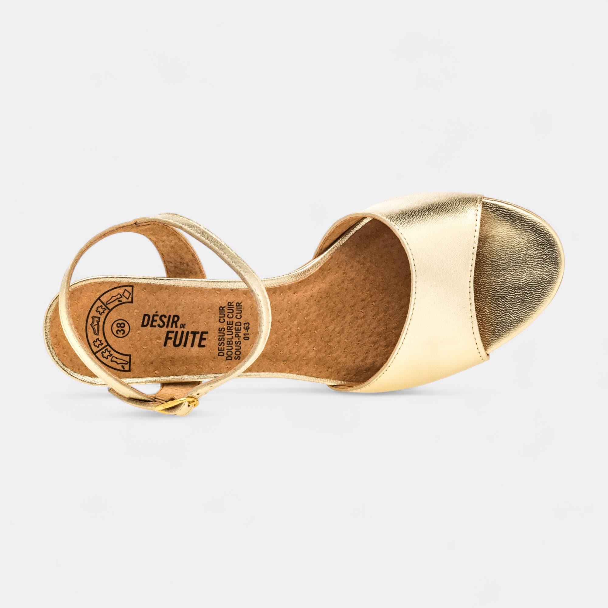 Nu-pieds à talon Femme en cuir or
