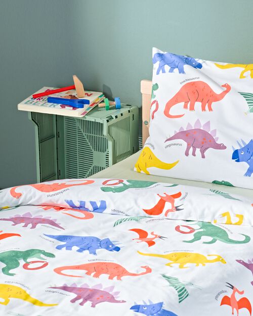 housse de couette coton doux enfant 140x200 dino