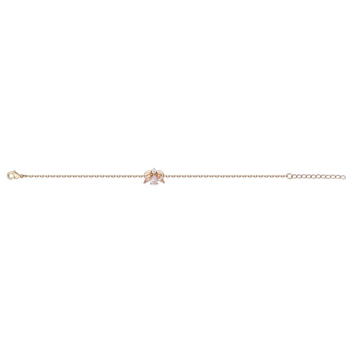 Bracelet souple mono-motif en Plaqué Or avec oxyde de zirconium multicolore