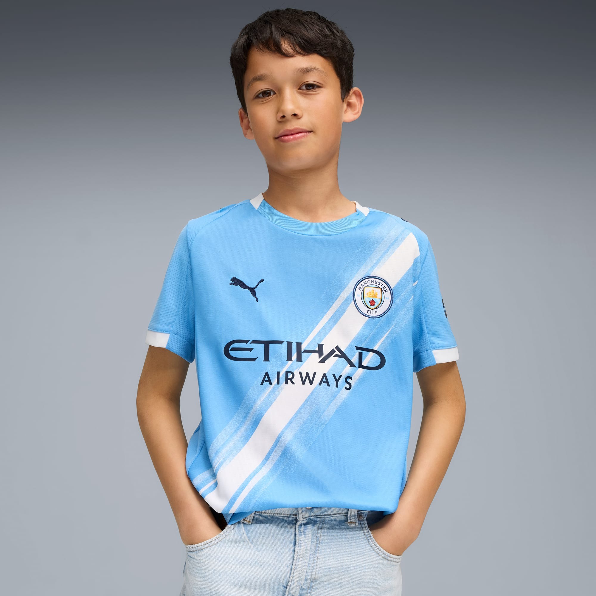 Manchester City 25/26 Hjemmedrakt Junior Team Light Blue/Puma White