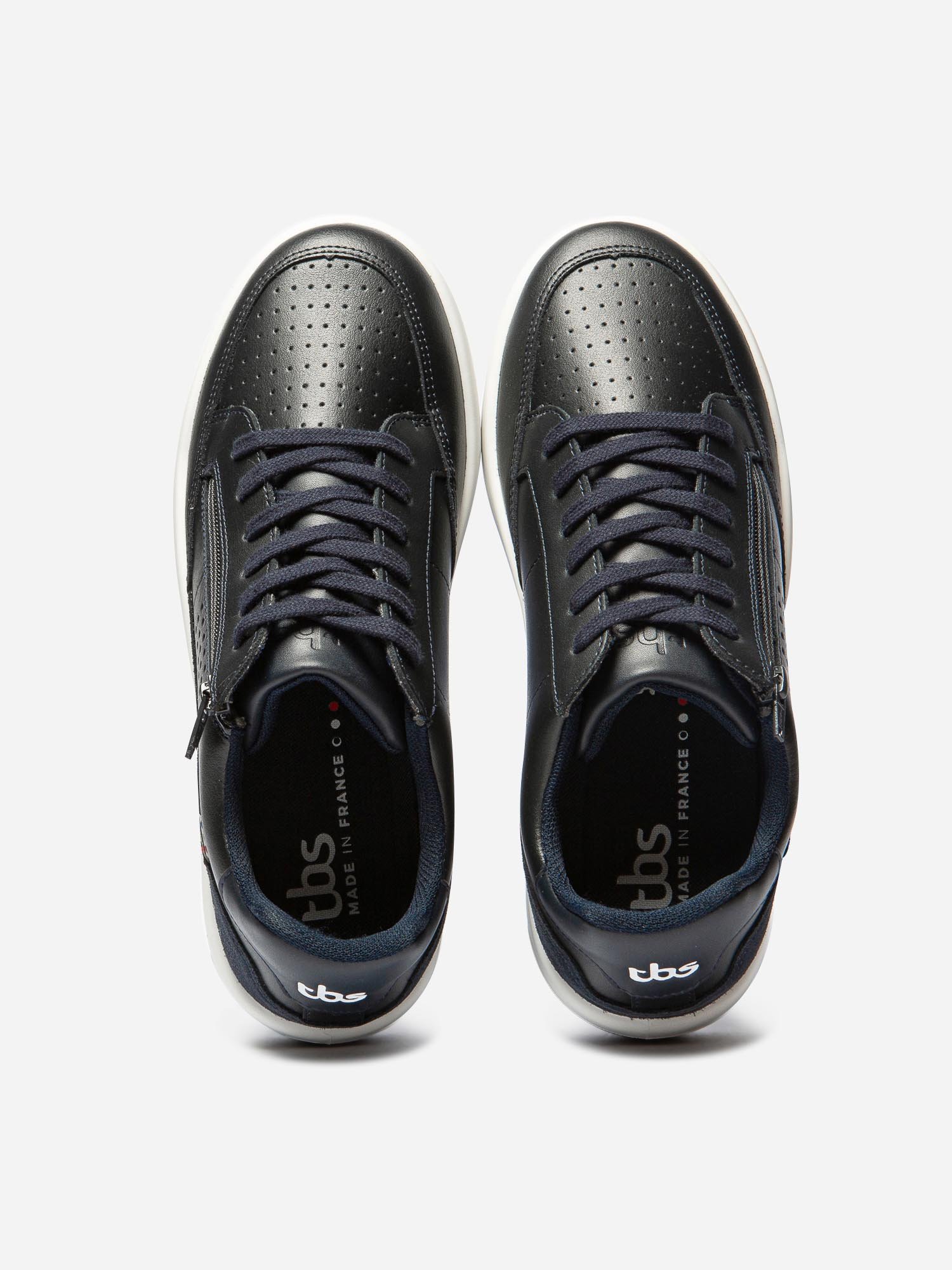 Baskets Homme Zippées Fabriquées en France Cuir Marine