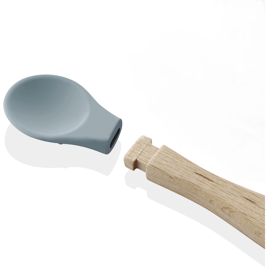 babyJem Löffel aus Silikon mit Holzgriff, mint